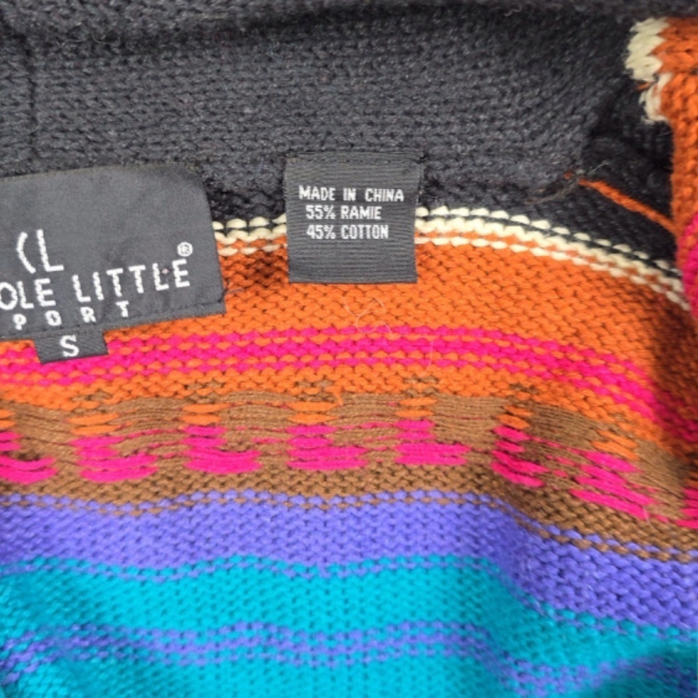 VTG- Carole Little- Womens Small Shawl collar Cardigan Southwest Aztec Sweater - Picture 10 of 11
